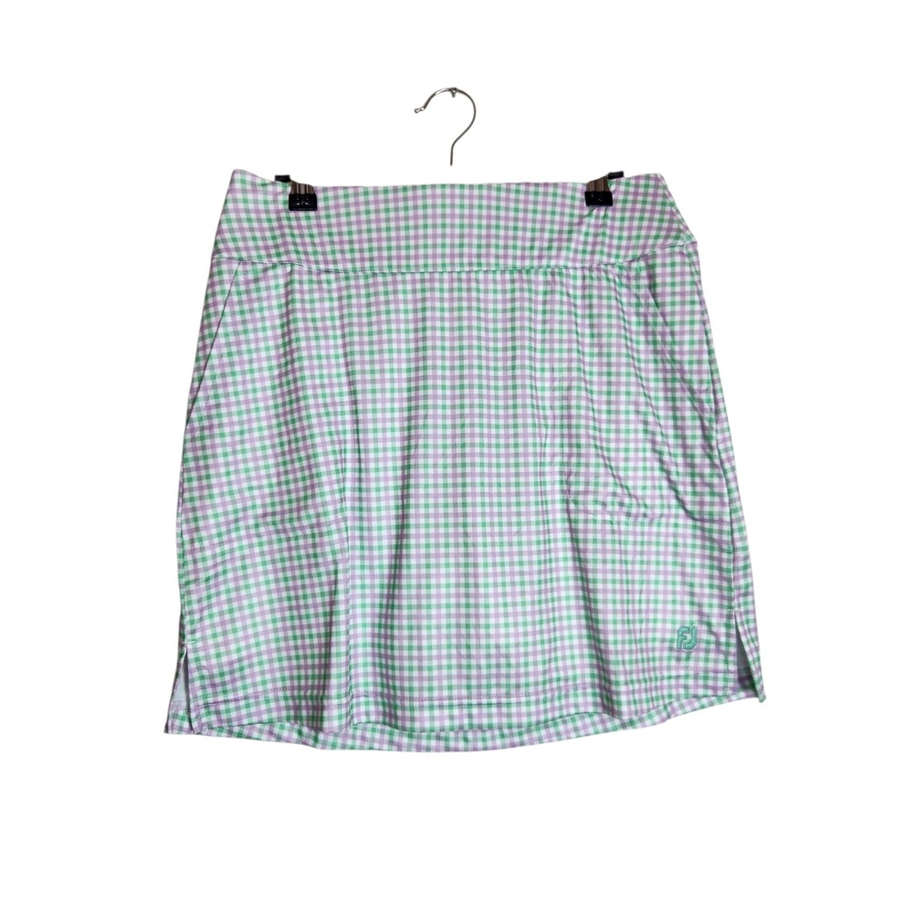 FootJoy Lavender Mint Gingham Golf Skort 30184 Women Medium 4-Way Stretch Knit